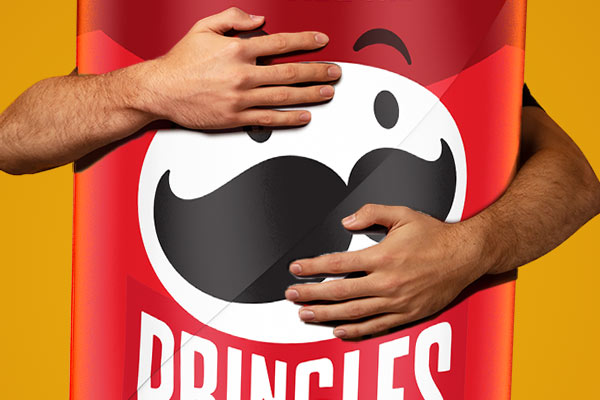Arms hugging a Pringles can